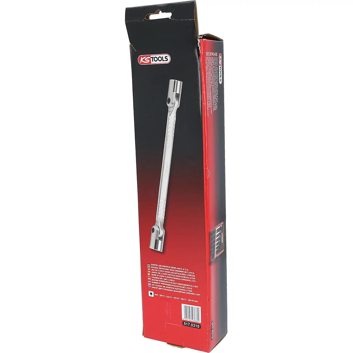 Eine KS TOOLS Flex-Verlängerung in der Originalverpackung. Auf dem Karton sind Logos und Produktinformationen.